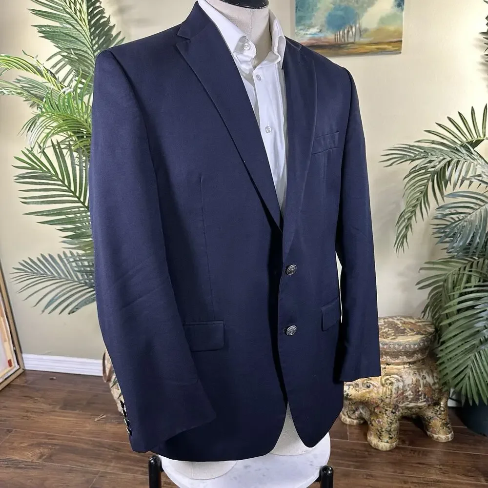 Michael Kors Men 42R Blazer Black Antique Silver buttons